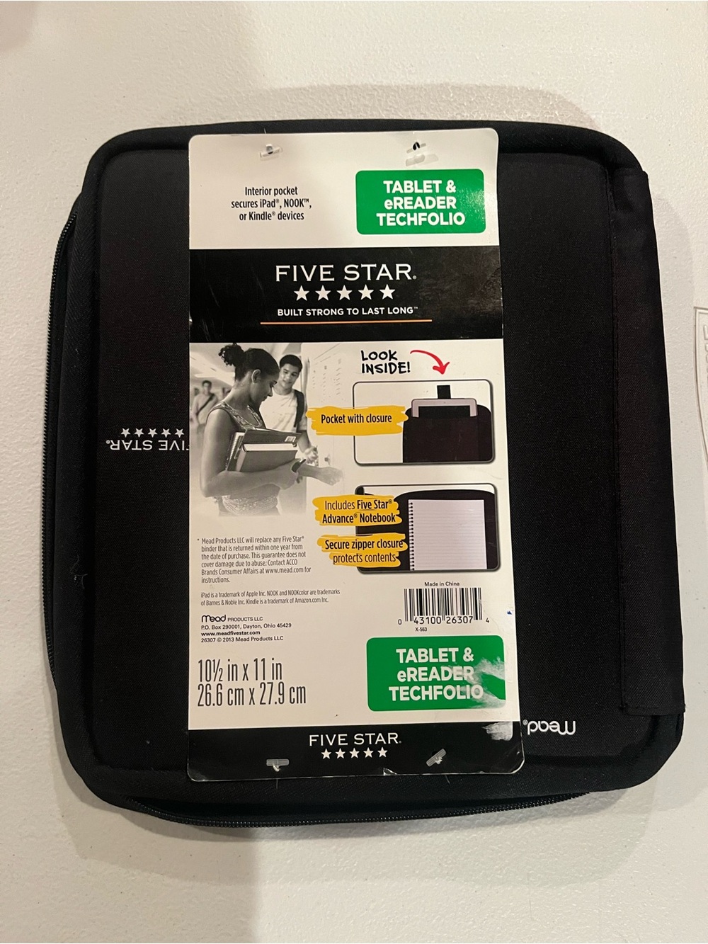 Five Star Black Tablet & eReader Sleeve with Zipper